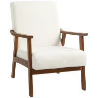 HOMCOM Boucle Seat Mid Century Accent Chair - White(m-1)