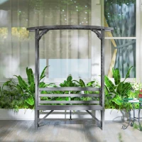Outsunny Garden Bench, Wooden Garden Arbour with Seat for Vines/Climbing Plants, Grey(m-9)