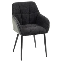 HOMCOM Accent Chair with Foot Pads, Upholstered Armchair with Chenille Fabric Front and PU Back, Occasional Chair for Living Room Bedroom, Black(m-1)