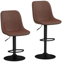 HOMCOM Set of Two Faux Leather Bar Stools - Brown(m-1)