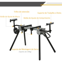 DURHAND Suporte universal para serra de esquadria dobrável com distância de trabalho ajustável 123,5-245x73x96 cm Preto(m-6)