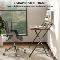 HOMCOM 81.5 cm Folding Computer Desk with Monitor Shelf - Rustic Brown(m-6)