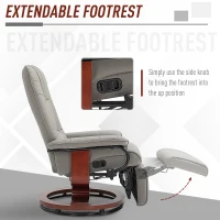 HOMCOM Reclining Swivel Chair, with Footrest - Grey(m-6)