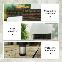 Outsunny 105°-150° Reclining Rattan Chair - Cream(m-7)