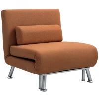 HOMCOM Single Linen-Feel Sleeper Chair - Coffee(m-1)