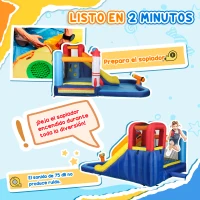 AIYAPLAY Castillo Hinchable 5 en 1 con Tobogán Piscina de Chapoteo y Cañón de Agua con Inflador de 550W y Bolsa de Transporte(m-7)