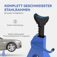 HOMCOM Set van 2 Assteunen 3 Ton Draagvermogen Inclusief Veiligheidsborgpen 13-Traps Hoogteverstelbaar 385 tot 600 mm(m-6)