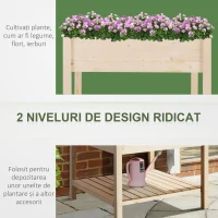 Outsunny Gradina Flori Acoperis Urban din Lemn cu Husa din Tesatura, 91x91x81cm(m-4)