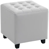HOMCOM Velvet-Feel Square Ottoman - Light Grey(m-1)