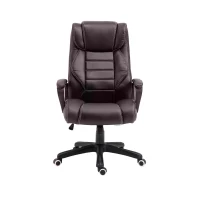 Vinsetto Office Chair with 6-Point Maaage, PU Desk Chair with Padded Seat and Armrest, Computer Chair with Tilt Function for Home, Brown(m-1)