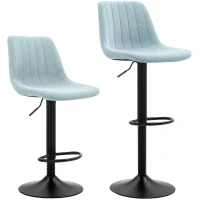 HOMCOM Set of Two Chenille-Feel Tub Bat Stools - Blue(m-1)