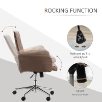 Vinsetto Office Desk Chair, Microfibre Vanity Chair with Adjustable Height, Armrest, Swivel Chair for Home, Coffee(m-5)