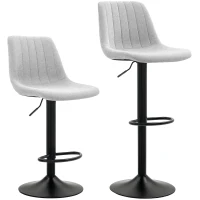 HOMCOM Set of Two Chenille-Feel Tub Bat Stools - Grey(m-1)
