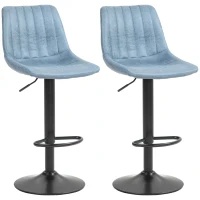 HOMCOM Set of Two Retro Tub Bar Stools - Blue(m-1)
