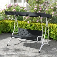 Outsunny 3 Seater Bench Pad, Garden Chair Cushion with Back and Ties for Indoor and Outdoor Use, 98 x 150 cm, Black(m-8)