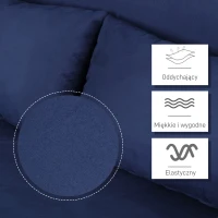 HOMCOM Sofa do Spania, 5-stopniowa Regulacja, Imitacja Zamszu, Rama Metalowa, w zestawie Poduszki, Granatowa(m-4)