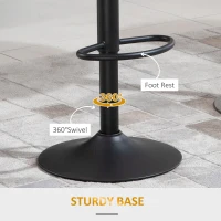 HOMCOM Set of 2 Bar Stool, Adjustable Height PU Leather Barstools with Swivel Seat and Footrest for Breakfast Bar, Kitchen and Home, Grey(m-6)