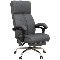 Vinsetto High Back Vibration Massage Office Chair, Heated Reclining PU Leather Computer Chair with Footrest, Grey(m-1)
