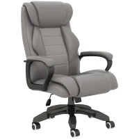 Vinsetto Office Chair with 6-Point Maaage and Back Heat, PU Desk Chair with Padded Seat and Armrest, Computer Chair with Tilt Function for Home, Grey(m-1)