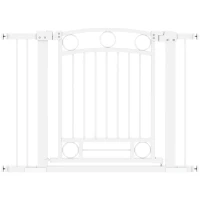 PawHut Puerta para Perros con Ancho Ajustable 76-104 cm Barrera de Seguridad para Perros con 2 Extensiones Blanco(m-1)