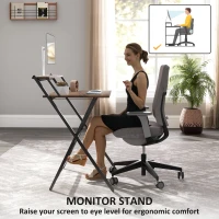 HOMCOM 81.5 cm Folding Computer Desk with Monitor Shelf - Rustic Brown(m-5)