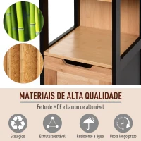 Kleankin Armário de banheiro alto com prateleiras e gavetas 30x30x144,3 cm(m-7)