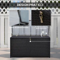 Outsunny Baule da Esterno da 284L con Pistone a Gas, Rattan PE e Acciaio, 118x54x59 cm, Marrone Scuro(m-6)