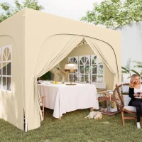 Outsunny 3 x 3m Pop-Up Gazebo Shelter, with Accessories - Sand(m-9)