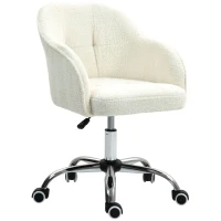 HOMCOM 46-56 cm Teddy Fleece Office Chair - Cream(m-1)