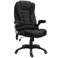 Vinsetto Massage Recliner Chair Heated Office Chair with Six Massage Points Linen-Feel Fabric 360° Swivel Wheels Black(m-1)