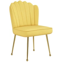 HOMCOM Velvet-Feel Shell Accent Chair - Yellow(m-1)