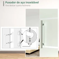 HOMCOM Porta de Correr de Vidro 90x205 cm Porta de Correr de Vidro com Trilho Translúcida(m-5)
