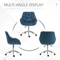 Vinsetto Home Office Chair Velvet Ergonomic Computer Chair Comfy Desk Chair with Adjustable Height, Arm and Back Support, Blue(m-7)