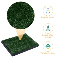 PawHut Resguardo de Treino de Erva com Bandeja para cães Sanita Interior para Animais de Estimação com Bandeja Lavável  51x63x6 cm Verde(m-6)