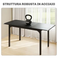 HOMCOM Tavolo Allungabile 4-6 Posti Espandibile da 120-160 cm con Gambe in Acciaio, Nero(m-6)