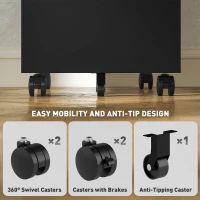 Vinsetto 3-Drawer Steel Filing Cabinet with Lock and Wheels - Black(m-7)