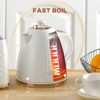 HOMCOM 3kW Rapid Boil Honeycomb Kettle - Cream(m-5)