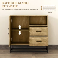 Homcom Bufet cu 2 Sertare si Raft Metalic 80×40×78 cm(m-5)