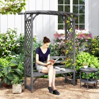 Outsunny Garden Bench, Wooden Garden Arbour with Seat for Vines/Climbing Plants, Grey(m-2)