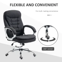 Vinsetto Ergonomic Office Chair Task Chair for Home with Arm, Swivel Wheels, Linen Fabric, Black(m-6)