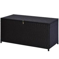 Outsunny Baule da Esterno da 284L con Pistone a Gas, Rattan PE e Acciaio, 118x54x59 cm, Marrone Scuro(m-10)