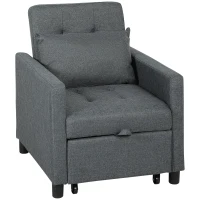 HOMCOM 3-In-1 Chair Bed, Convertible Sleeper Chair with Adjustable Backrest, Pillow and Footrest for Living Room, Dark Grey(m-1)