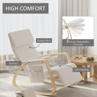 HOMCOM Rocking Lounge Chair Recliner Relaxation Lounging Relaxing Seat with Adjustable Footrest, Side Pocket and Pillow, Cream White(m-5)