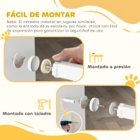 PawHut Puerta para Perros con Ancho Ajustable 76-104 cm Barrera de Seguridad para Perros con 2 Extensiones Blanco(m-6)