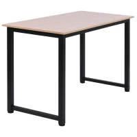 HOMCOM Secretária Moderna Mesa de Estudo com Estrutura de Aço e Pés Ajustáveis Mesa de Computador 120x60x76 cm Madeira e Preto(m-8)
