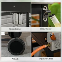 Outsunny Deluxe Duo Gas BBQ, with Grill, Plancha and Side Burner - Black(m-8)