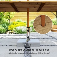 Outsunny Tavolo da Giardino Rettangolare a 6 Posti con Foro per Ombrellone, Legno e Acciaio, 175x80x75 cm, Marrone(m-6)