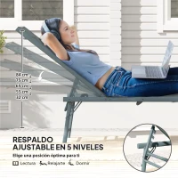 Outsunny Juego de 2 Tumbonas Plegables Reclinables en 5 Posiciones con Estructura Metálica y Asiento de Malla Transpirable Gris(m-4)