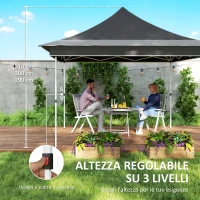 Outsunny Gazebo da Giardino ad Altezza Regolabile con Zanzariera, in Poliestere e Metallo, 357x357x310 cm, Grigio Scuro(m-7)