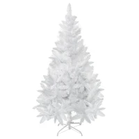 HOMCOM Árbol de Navidad Artificial 150 cm con 358 Ramas Hojas de Plástico Decoración Navideña para Interiores Blanco(m-1)